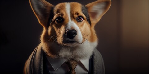 dog in suit,digital illustration generative AI