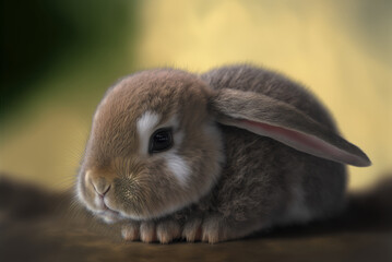 Rabbit baby portrait, close up. Small animal looking. Generative AI