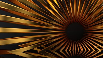 Gold and black donut -shaped metal ring and reflective abstract, dramatic, modern and high -quality 3D Rendering graphic design element material