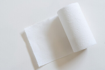 Toilet paper roll on white background.