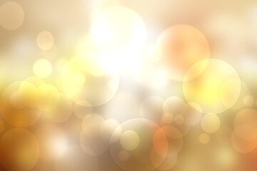 Abstract bright gradient orange yellow gold autumn background texture with sunny lights and bokeh circles. Space for your design. Beautiful orange illustration.