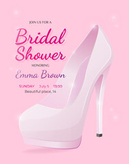 Bridal Shower invitation card with wedding shoe.