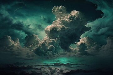 Clouds of Aqua Magick on a Mystic Horizon Generative AI