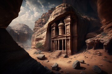 Architectural Wonders in Timeless Silence of Ancient High Lands Generative AI