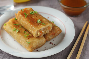 Spring rolls - a typical dish in Chinese and other Southeast Asian cuisines