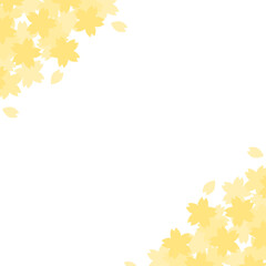 正方形の背景　二隅の桜　黄色