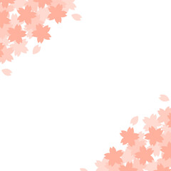 正方形の背景　二隅の桜　ピンク