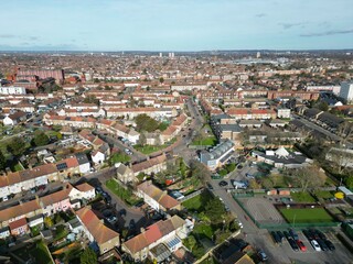 Fototapeta na wymiar Council housing Dagenham London UK Drone, Aerial, view from air, birds eye view,