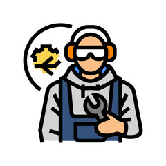 aircraft mechanic repair worker color icon vector illustration