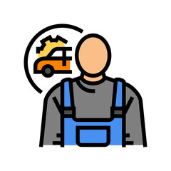automotive body and glass repairer color icon vector illustration