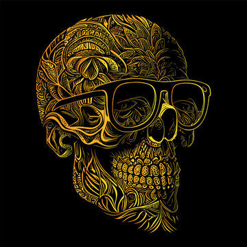 funky hipster skull is a fun and whimsical illustration, featuring a skull with trendy glasses, conveying a sense of coolness and style