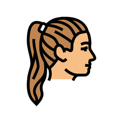 ponytail hairstyle female color icon vector illustration