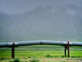 Fog and mist near the village of Nuiqsut Alaska near the North Slope with the Dietrich River and...