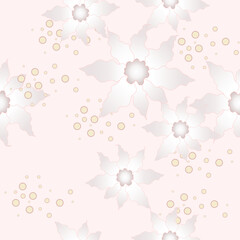 Fototapeta na wymiar The white flower pattern continues in all directions. Beautiful pastel floral pattern. Fabric, paper, wallpaper concept.