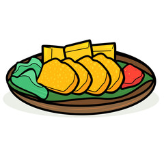 a plate of tofu food made from coagulated soybean seed sediment that has a yellow color
