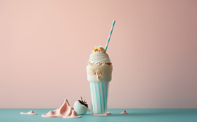 Milkshake - realistic illustration created with Generative AI technology