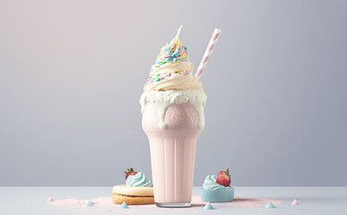 Milkshake - realistic illustration created with Generative AI technology