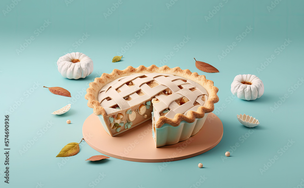 Wall mural realistic illustration of a pie created with generative ai technology