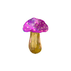 Trippy magical mushroom. Hand-drawn abstract magic mushroom. Cute cartoon mushroom watercolor illustration. 