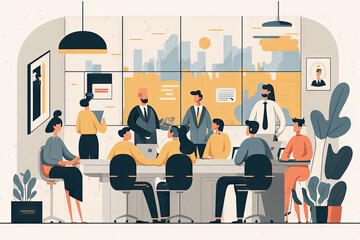 Business people at the office - illustration created with Generative AI technology