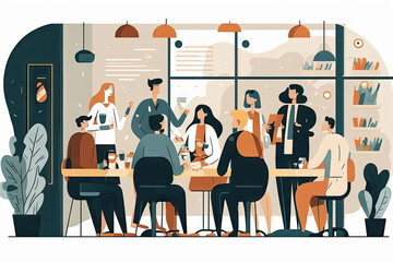 Business people at the office - illustration created with Generative AI technology