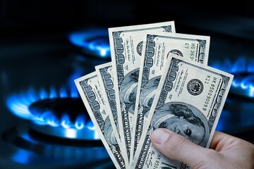 Gas burners with hand hold money bill.