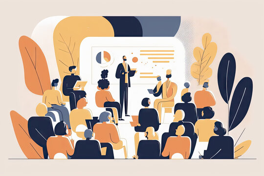 Group of people at a seminar - illustration created with Generative AI technology