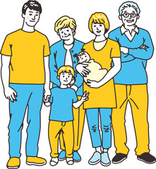 幸せそうな笑顔の三世代家族