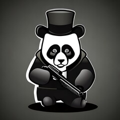 3d render of a panda with a gun
