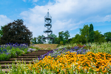 Germany, Stuttgart city killesberg urban park killesbergturm tower beautiful nature landscape...