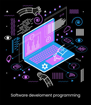 Programming web banner.Technology process of Software development