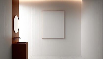 Empty room interior background natural light,Interior of modern and minimalist style living room with a copy space, frame mockup on wall for artwork, photo, painting or presentation,Generative AI