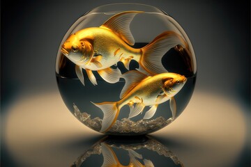 Goldfish in a Round Jar. Genrative AI