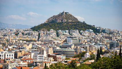 Naklejka premium panorama of athens, greece; ancient buildings in the capitol of greece