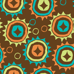 Abstract seamless vector pattern with circle, dots and spots decorative elements. Hand drawn background in boho style for textile print, fabric design, wallpaper and digital paper, wrapping.