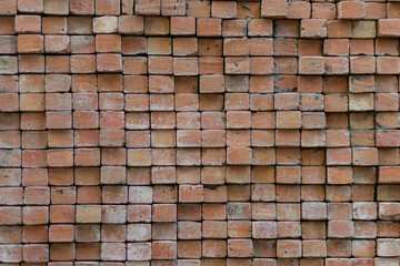 Construction brick wall background Made up as designed to make the brick wall look beautiful and strong, and the brick wall has space for advertising messages. copy space for inserting text