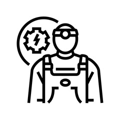 maintenance electrician repair worker line icon vector illustration