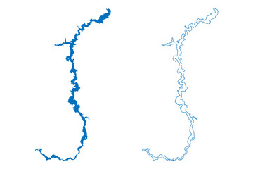 Lake Owyhee Reservoir (United States of America, North America, us, usa, Oregon) map vector illustration, scribble sketch Owyhee Dam map
