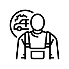 automotive body and glass repairer line icon vector illustration