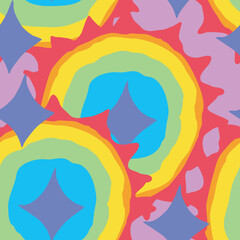 Abstract seamless vector pattern with circle, dots and spots decorative elements. Hand drawn background in boho style for textile print, fabric design, wallpaper and digital paper, wrapping.