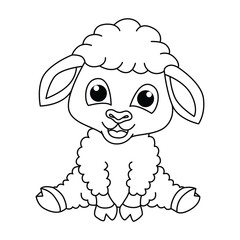 Funny sheep cartoon vector coloring page