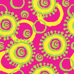 Abstract seamless vector pattern with circle, dots and spots decorative elements. Hand drawn background in boho style for textile print, fabric design, wallpaper and digital paper, wrapping.