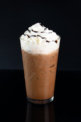 ice coffee with milk on dark background