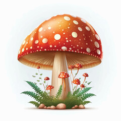 Cute Mushroom Illustration on isolated white background