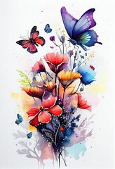 illustration of bloming flowers isolate background International Women's Day and Spring Festival. A cluster of wildflower bouquet colorful garden flowers arrangement. Generative Ai