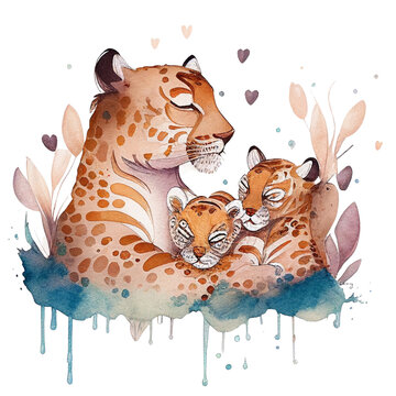 familia de tigres , mae e seus filhos 