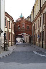 Cracow, Poland. Streets and old tenement houses around the old market.