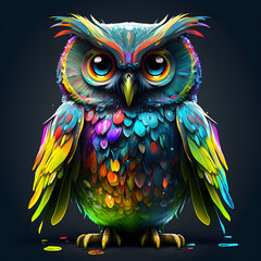 Multicoloured owl, generative AI