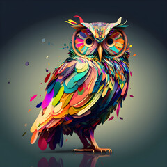 Colourful owl, generative AI