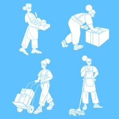 Character in modern style, flat illustration. Vector. Job. service worker. A set of people of different professions.